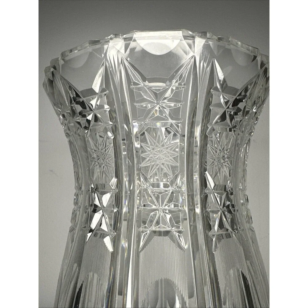 LAUSITZER BLEIKRISTALL CLEAR CUT LEAD CRYSTAL LEAD FOOTED VASE